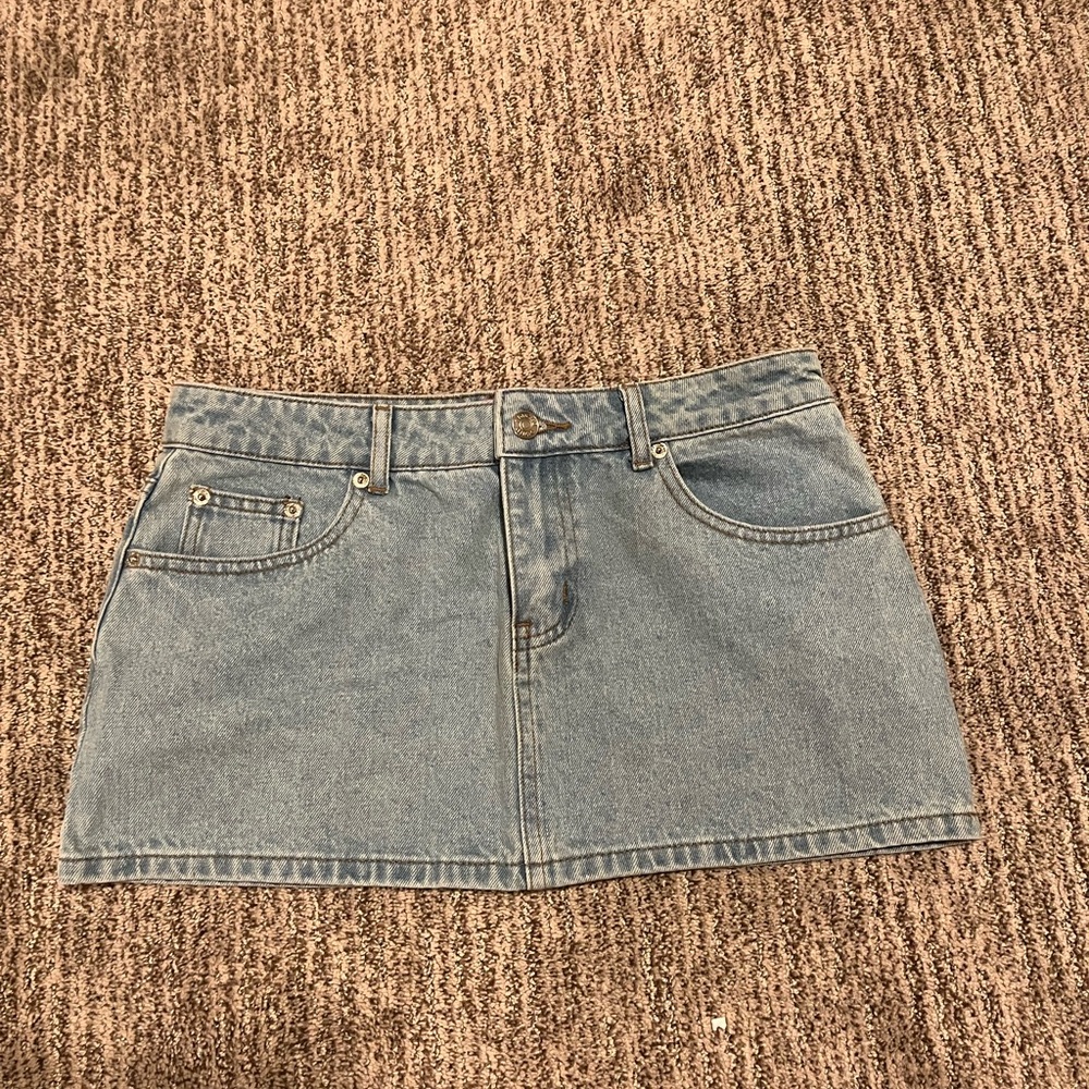 Edikted Light Blue Denim Mini Skirt